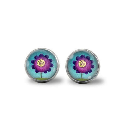 Purple Flower post earrings | flower earrings by Amélie Gagné Studio