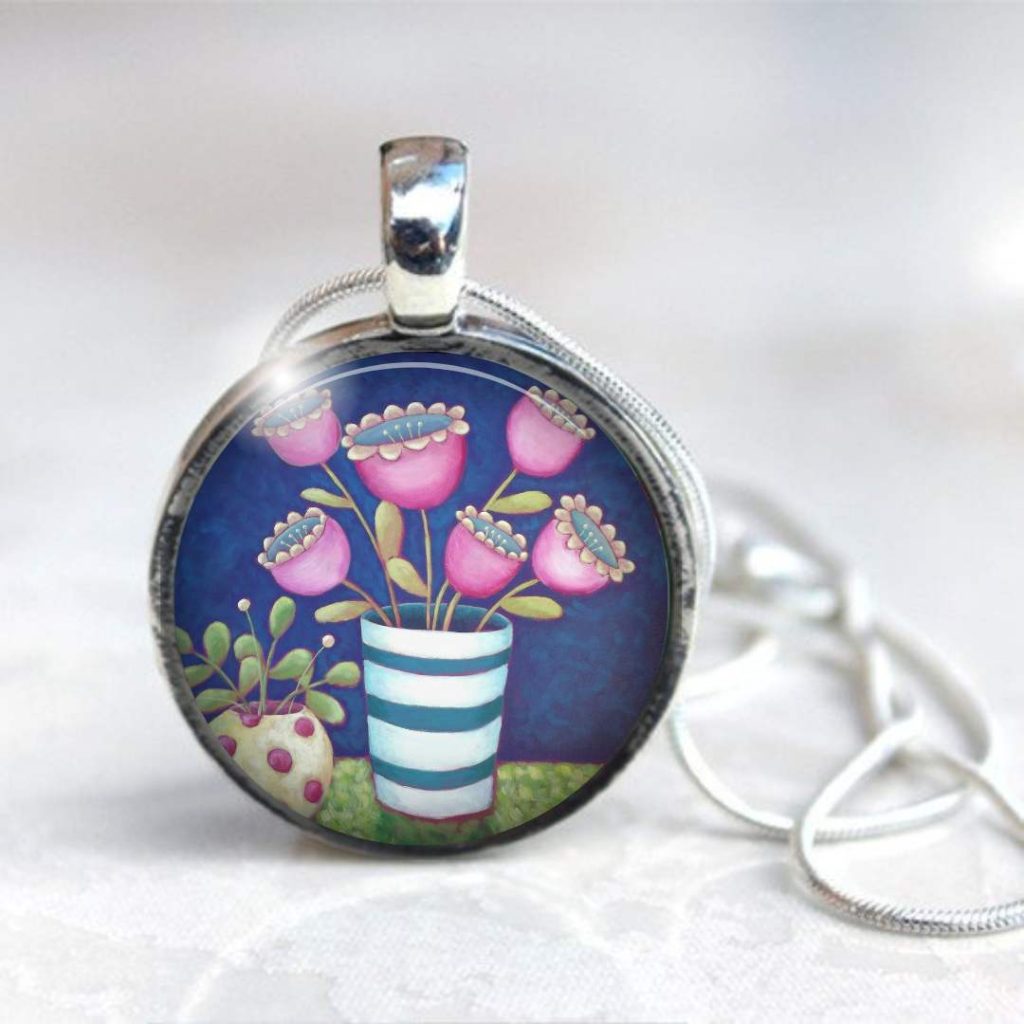 Navy and Pink Necklace "Pretty in Pink"