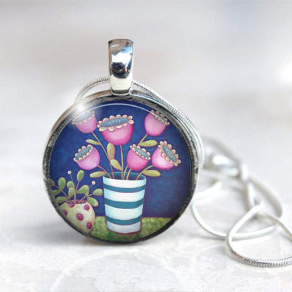 Navy and Pink Necklace "Pretty in Pink"