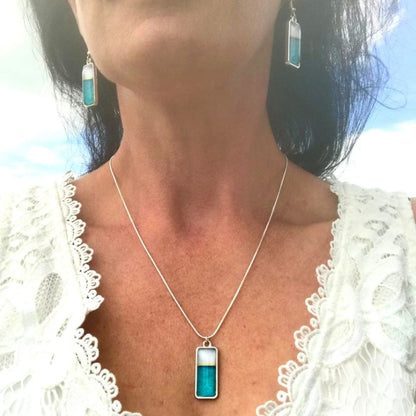 Sea Breeze Rectangle Drop Earrings