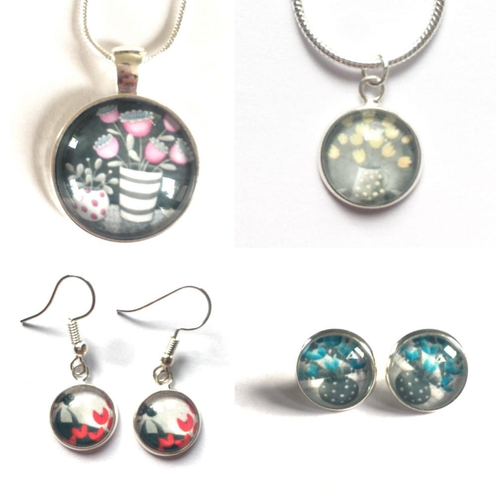 Purple and Grey Drop Earrings| Glass earrings | Jewellery by Amélie Gagné Studio