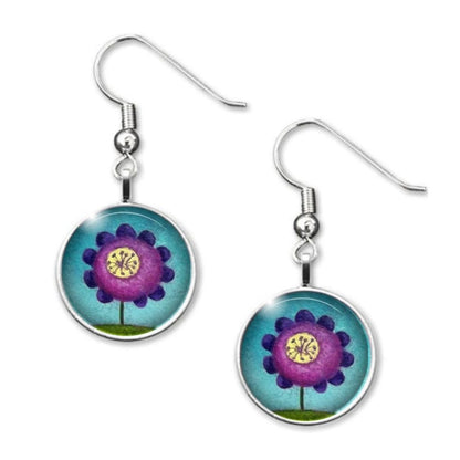 Purple flower earrings