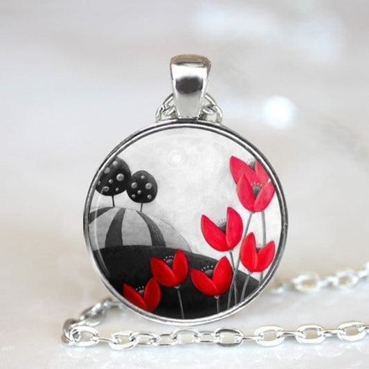 Red bead pendant Amelie Gagne Studio