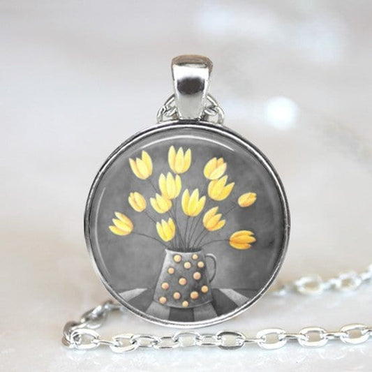 Yellow and grey necklace Amélie Gagné