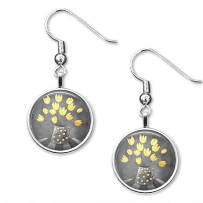 Yellow and grey Drop earrings