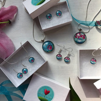 Moon and Flower Earrings | post earrings | stud earrings | Jewellery by Amélie Gagné Studio