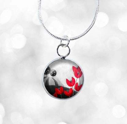 Mini red grey necklace