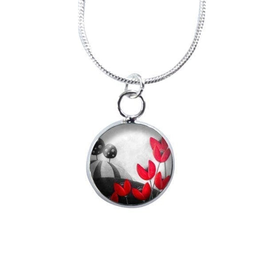 Mini red and grey necklace