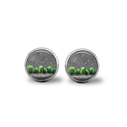 green and grey earrings