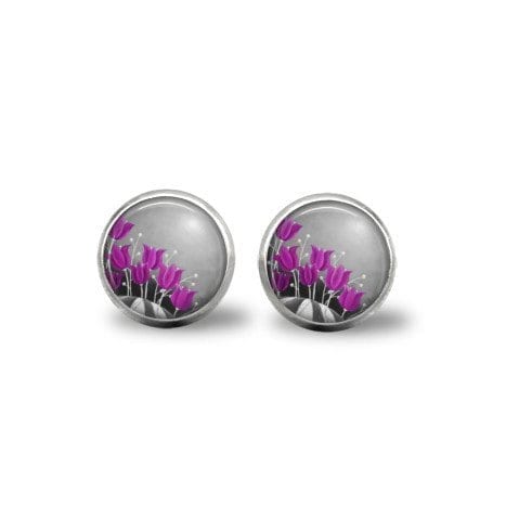 purple and grey earrings