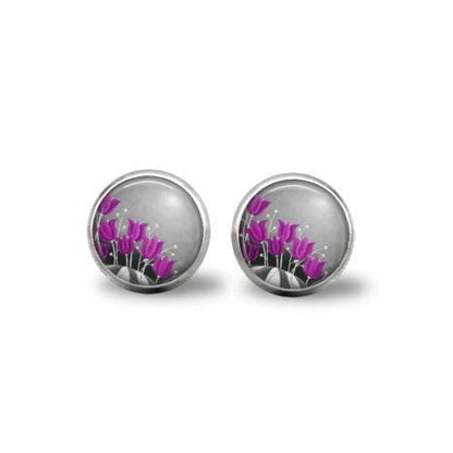purple and grey earrings