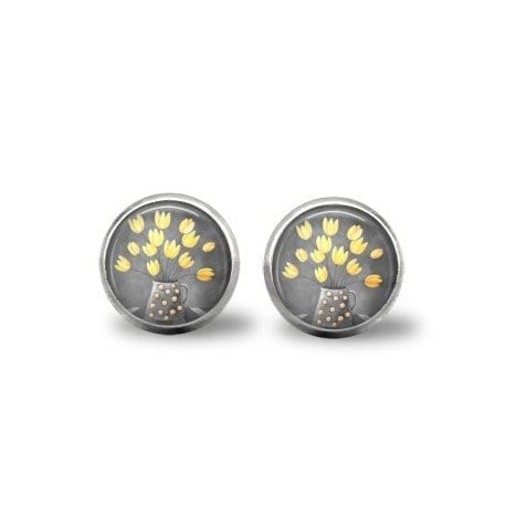 yellow and grey earrings