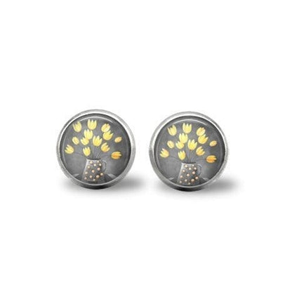 yellow and grey earrings